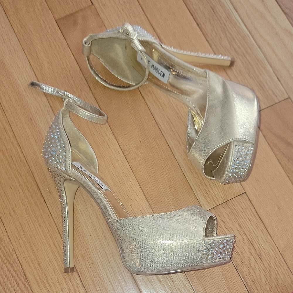 Steve Madden Gold Glamorous Heels 8.5m
